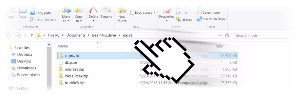 beamng.drive mod folder